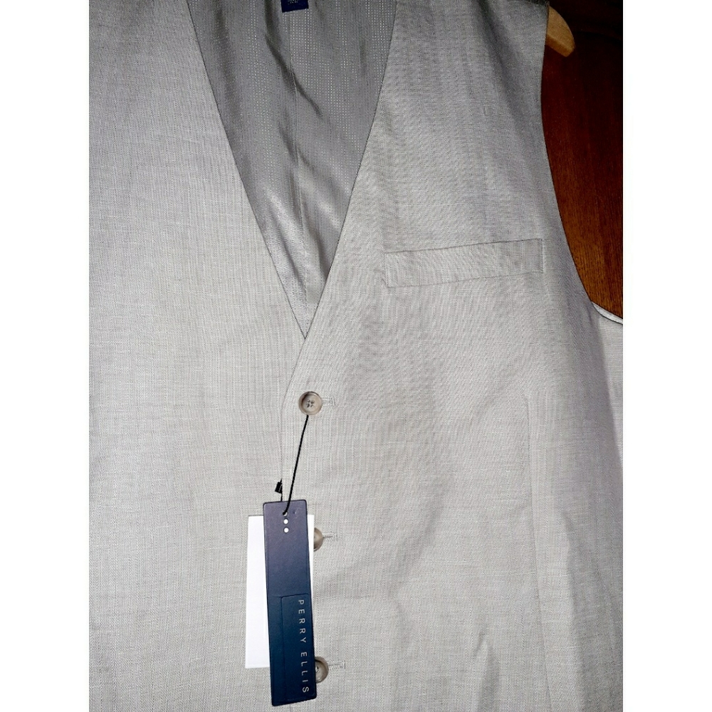 Perry Ellis Big & Tall Slim Fit Linen Blend Vest - Picture 10 of 13